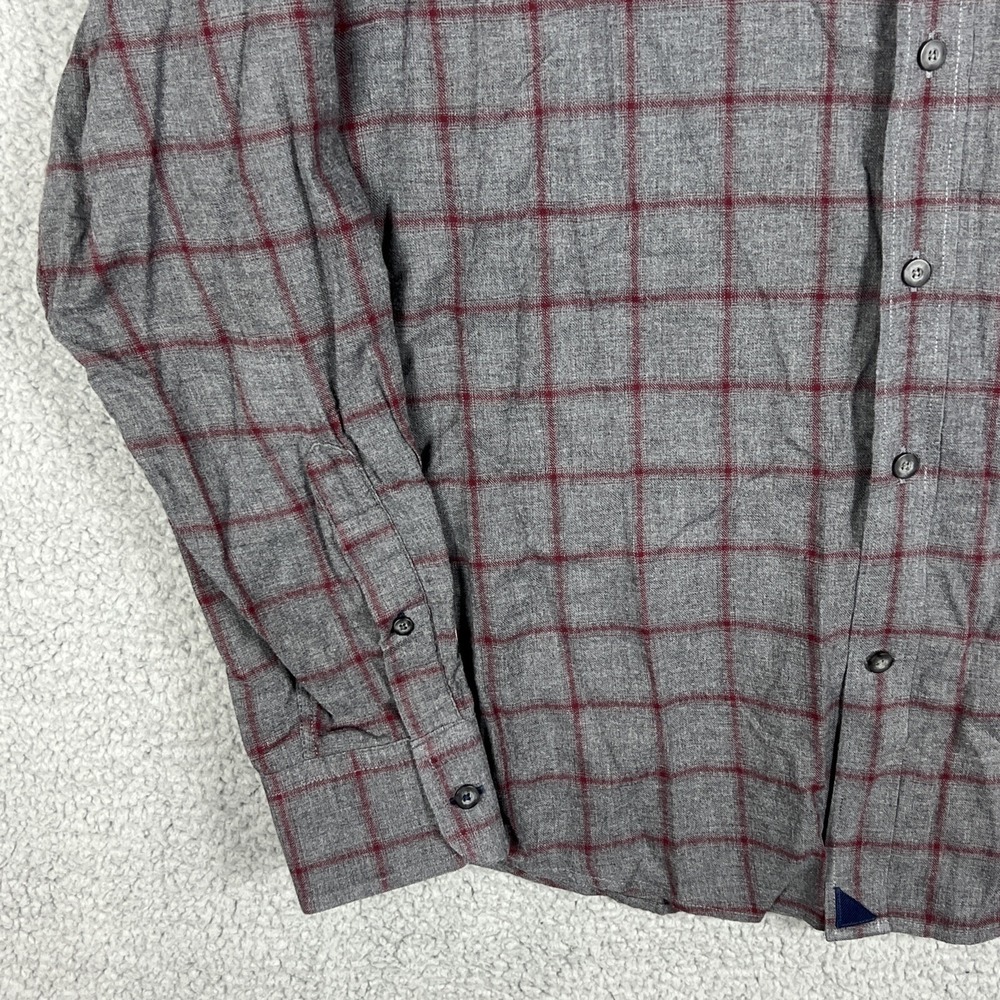 Untuckit Mens M Slim Fit Button Down Shirt Grey Burgundy Plaid Long Sleeve - Picture 4 of 11